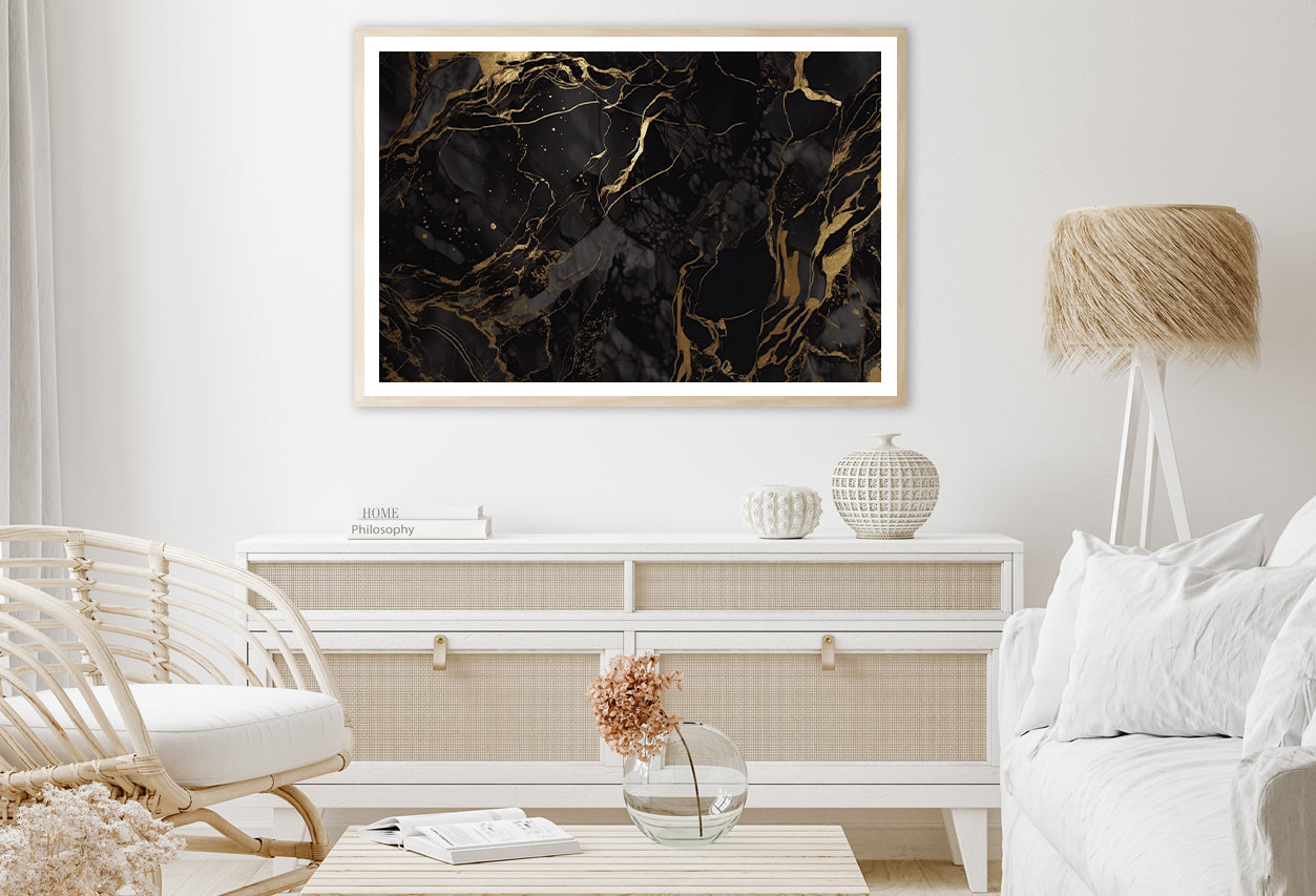 Elegant Black and Gold Marble Art Home Decor Premium Quality Poster Print Choose Your Sizes