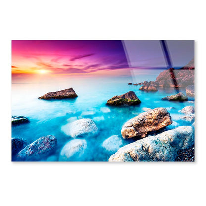 Majestic Summer Sunset Over the Sea Acrylic Glass Print Tempered Glass Wall Art 100% Made in Australia Ready to Hang