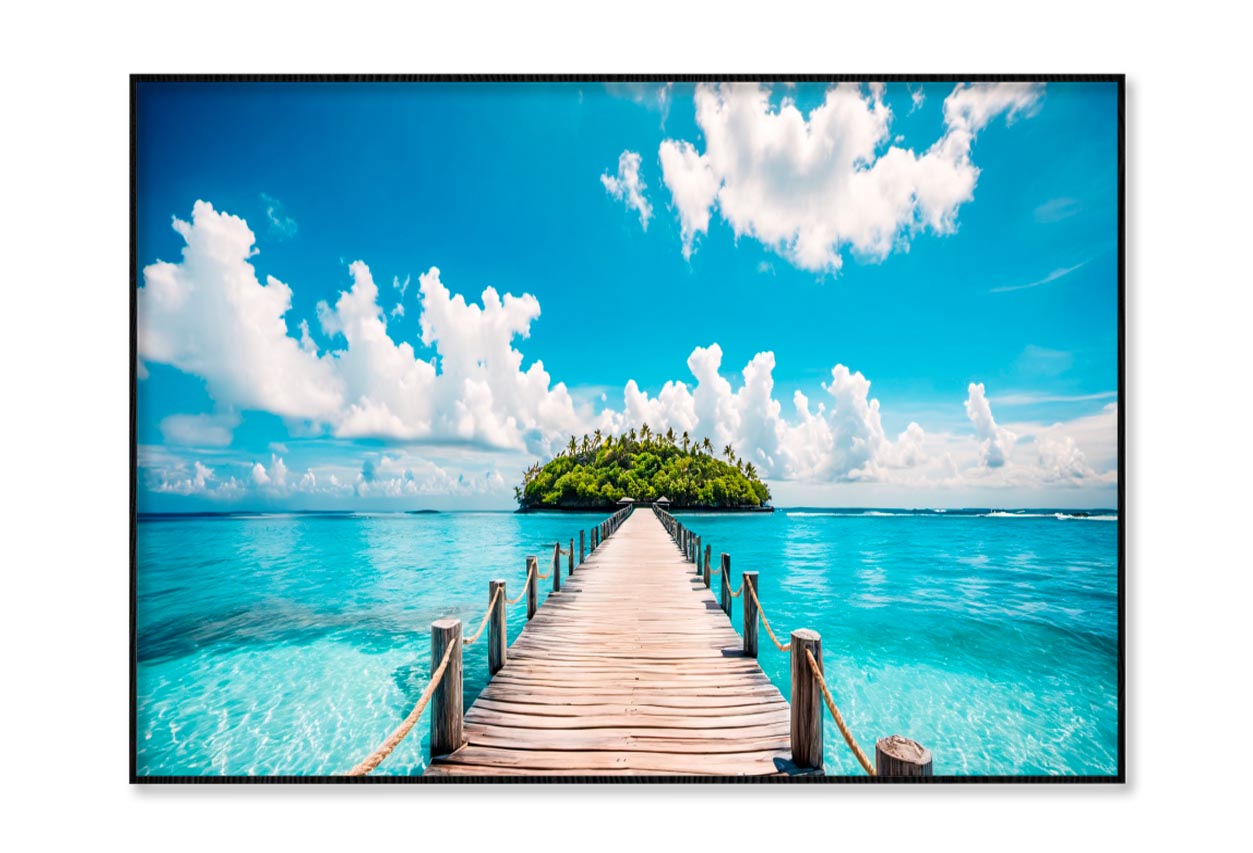 Beautiful Beach with A Wooden Walkway Home Decor Premium Quality Poster Print Choose Your Sizes - Bella Home Decor