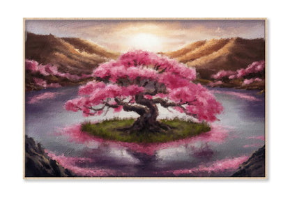 Oriental Cherry Tree, Sakura on the Lake Wall Art Limited Edition High Quality Print