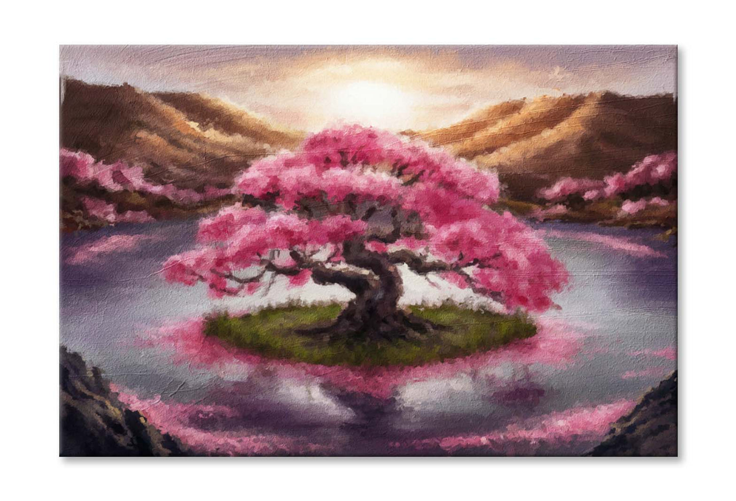 Oriental Cherry Tree, Sakura on the Lake Wall Art Limited Edition High Quality Print