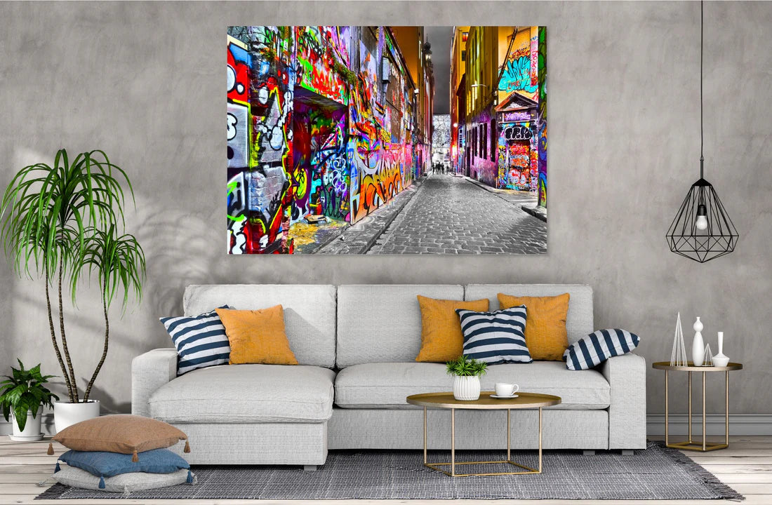 Graffiti Melbourne City Skyline 90x60cm Print 100% Australian Made