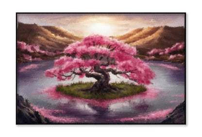 Oriental Cherry Tree, Sakura on the Lake Wall Art Limited Edition High Quality Print