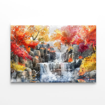 Waterfall Painting with Trees Print 100% Australian Made - Bella Home Decor