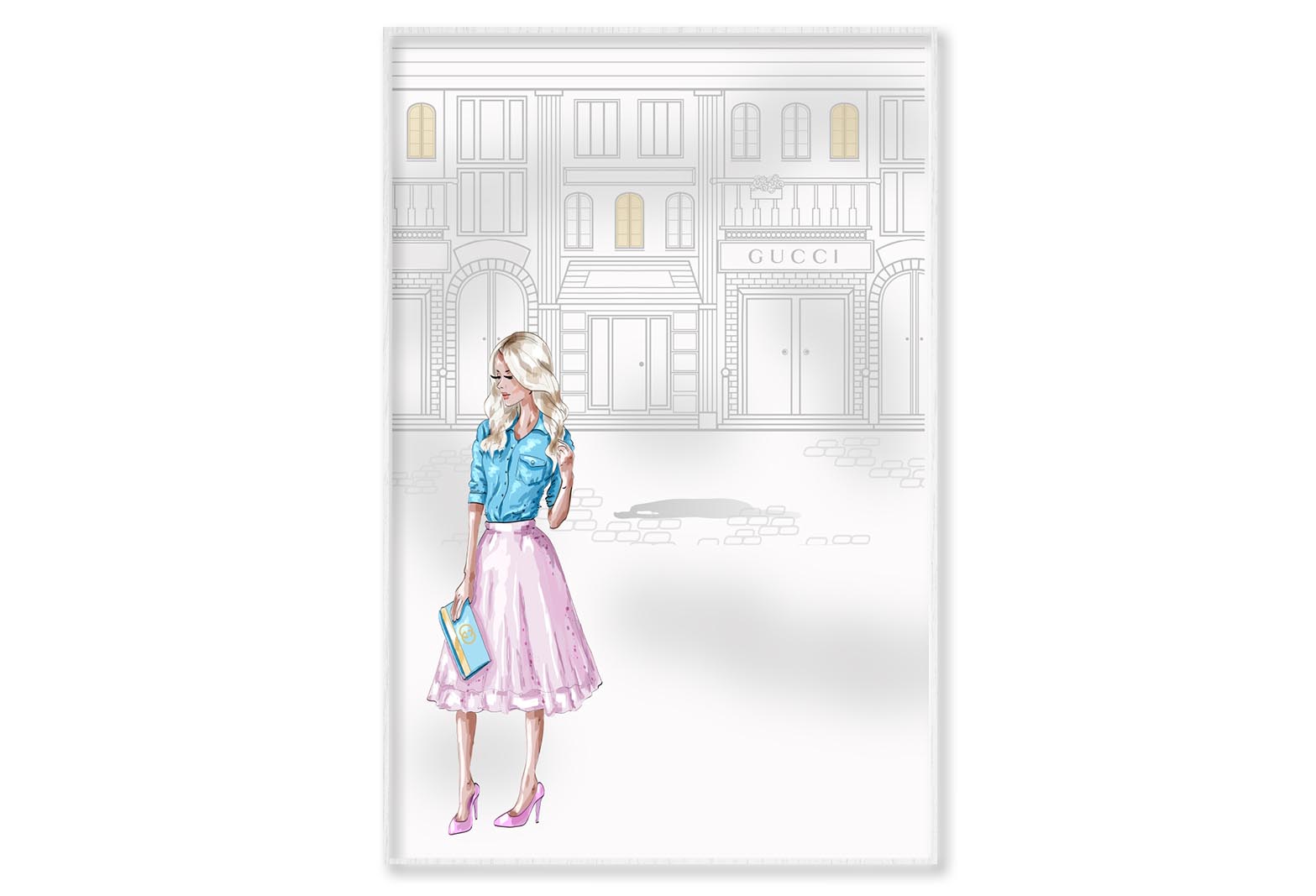 Stylish Woman with Fashion Store Wall Art Limited Edition High Quality Print Canvas Box Framed White