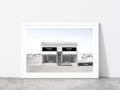 Fashion Store in Desert Faded Photograph Glass Framed Wall Art, Ready to Hang Quality Print With White Border White