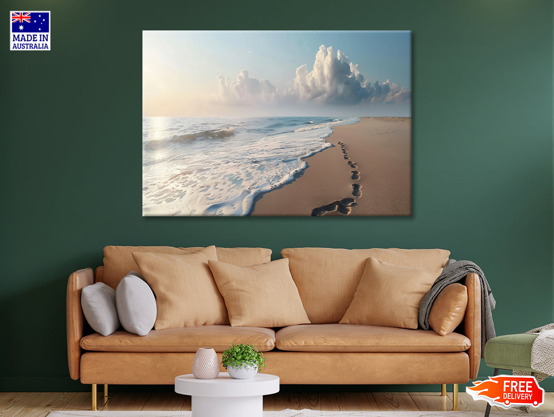 Beach with Waves and Clouds Print 100% Australian Made - Bella Home Decor