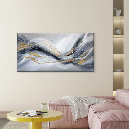 Abstract with Flowing Lines Wall Art Canvas Office Home Room Framed 120x60cm - Bella Home Decor