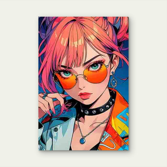 Trendy Cool Anime Girl Design 60x90cm Metal Print Ready to Hang