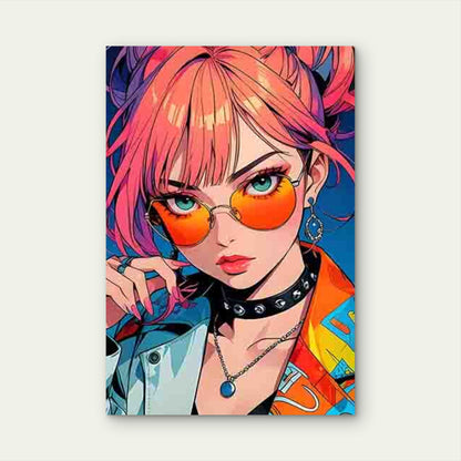 Trendy Cool Anime Girl Design 40x60cm Metal Print Ready to Hang - Bella Home Decor