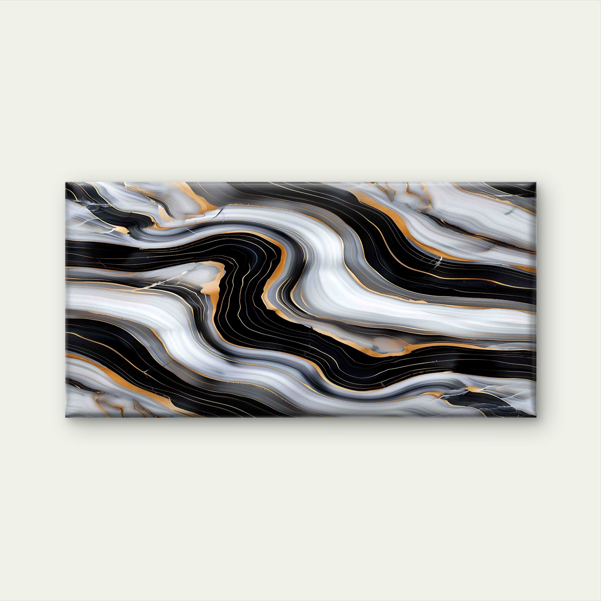 Marble Surface With Black Gold Wall Art Canvas Office Home Room Framed 120x60cm - Bella Home Decor