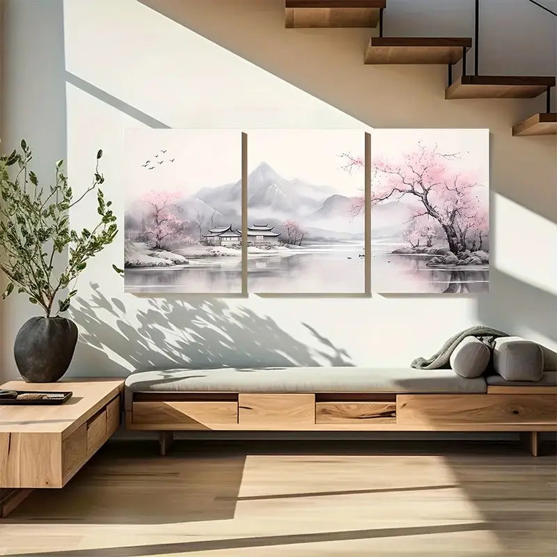3pcs Light Luxury Landscape Waterfall Scenery Metal Print Ready to Hang Art