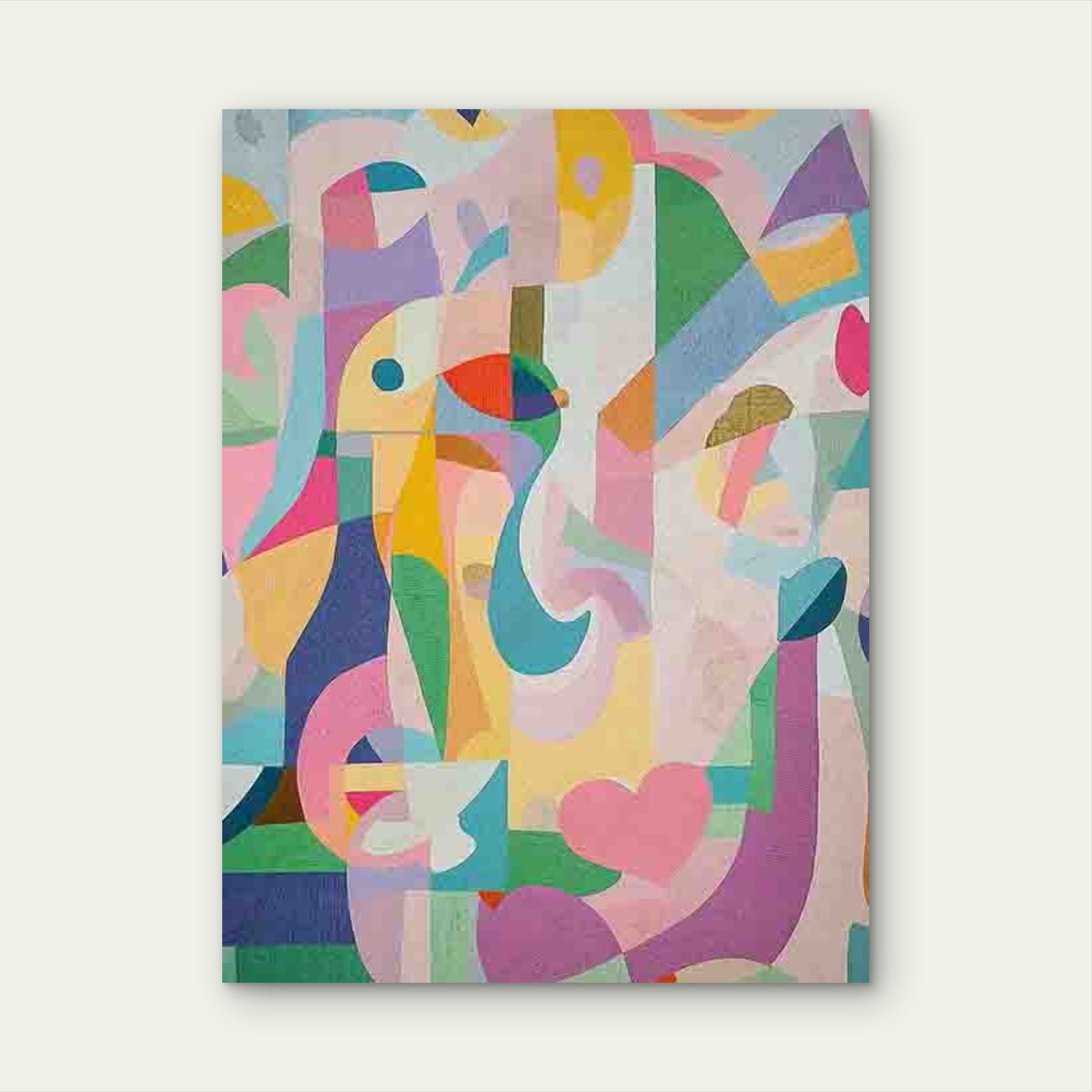 Vibrant Heart and Geometric Shapes 60x90cm Metal Print Ready to Hang - Bella Home Decor