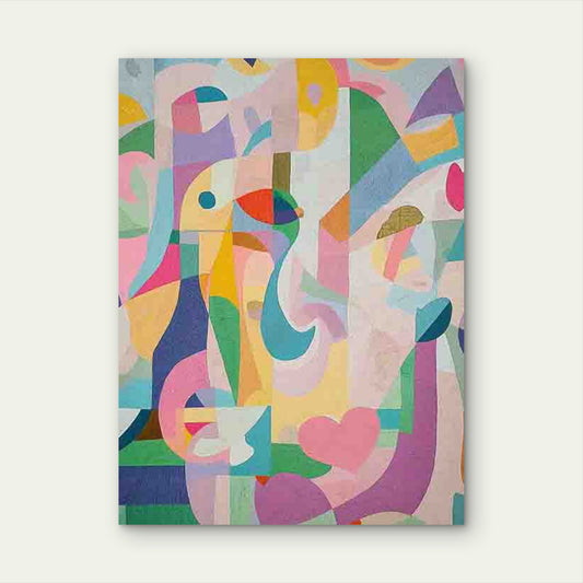 Vibrant Heart and Geometric Shapes 60x90cm Metal Print Ready to Hang
