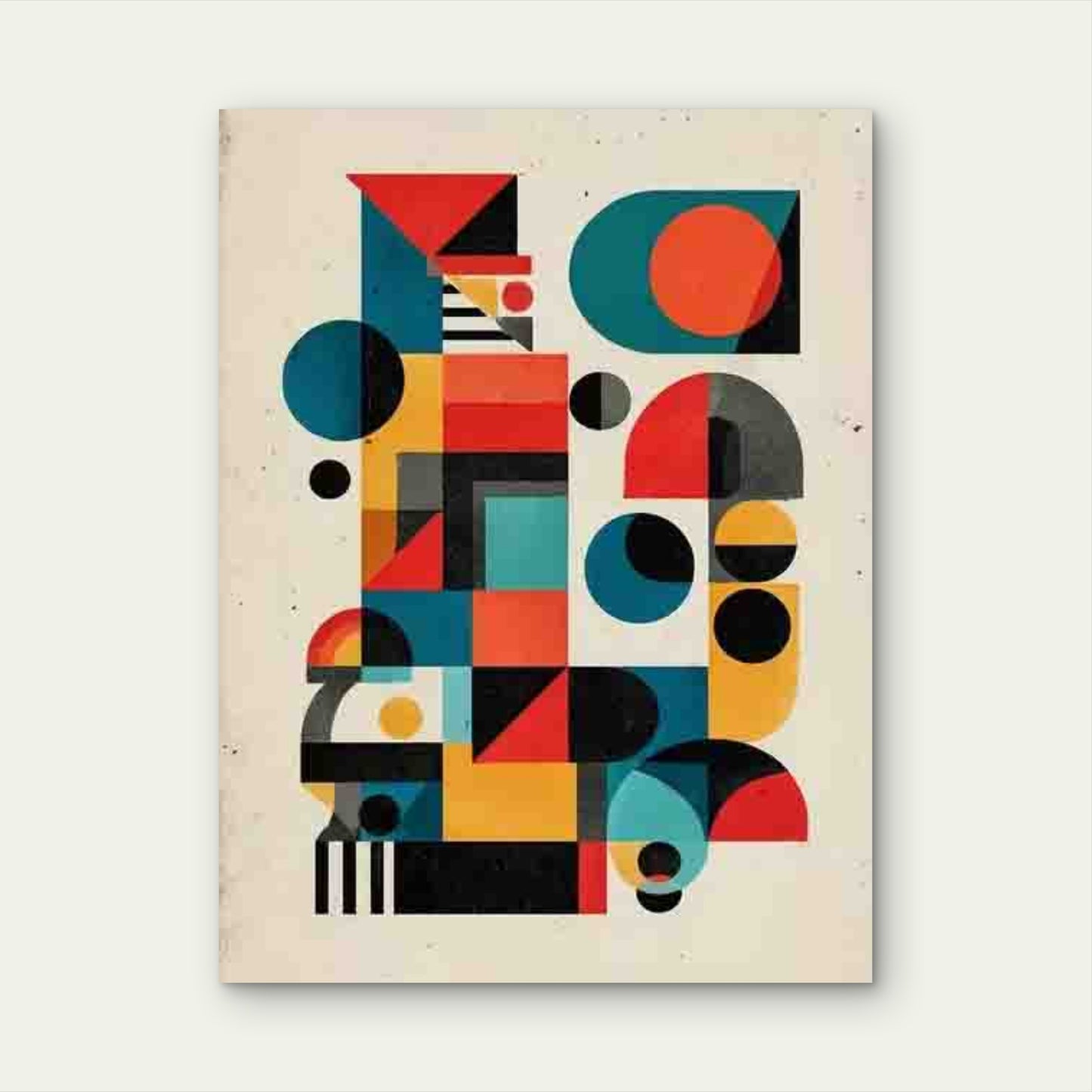 Abstract Bauhaus  Multicolor Geometric Shapes 60x90cm Metal Print Ready to Hang