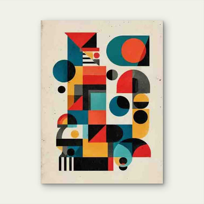 Abstract Bauhaus  Multicolor Geometric Shapes 60x90cm Metal Print Ready to Hang