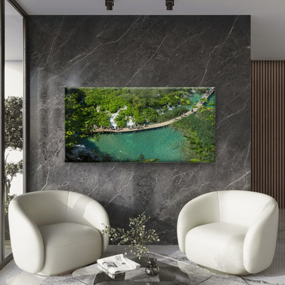 Beautiful View Plitvice Lakes Wall Art Canvas Office Home Room Framed 120x60cm - Bella Home Decor