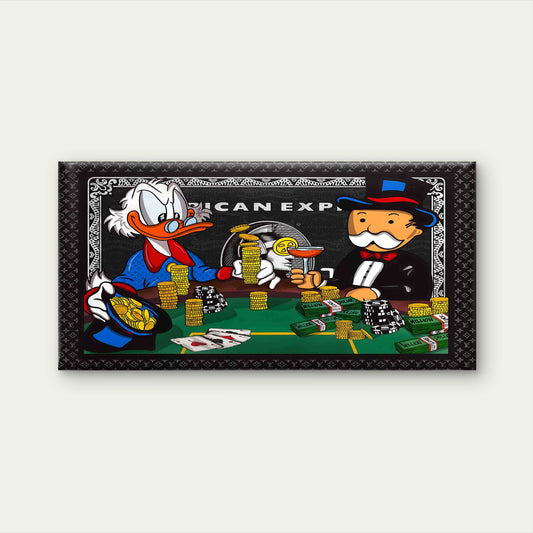 Billionaire Gamers Card Table Wall Art Canvas Office Home Room Framed 120x60cm