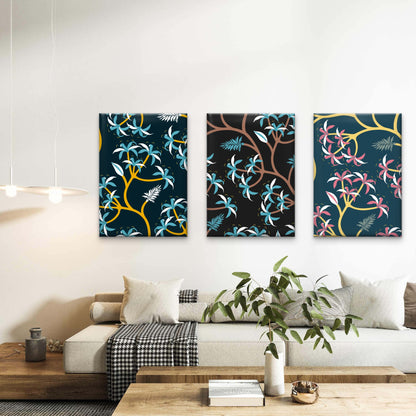 3pcs Modern Botanical Leaf Pattern  Wall Art Set Canvas Framed 60x90cm - High Quality Print 100% Australian Made Wall Canvas Ready to Hang