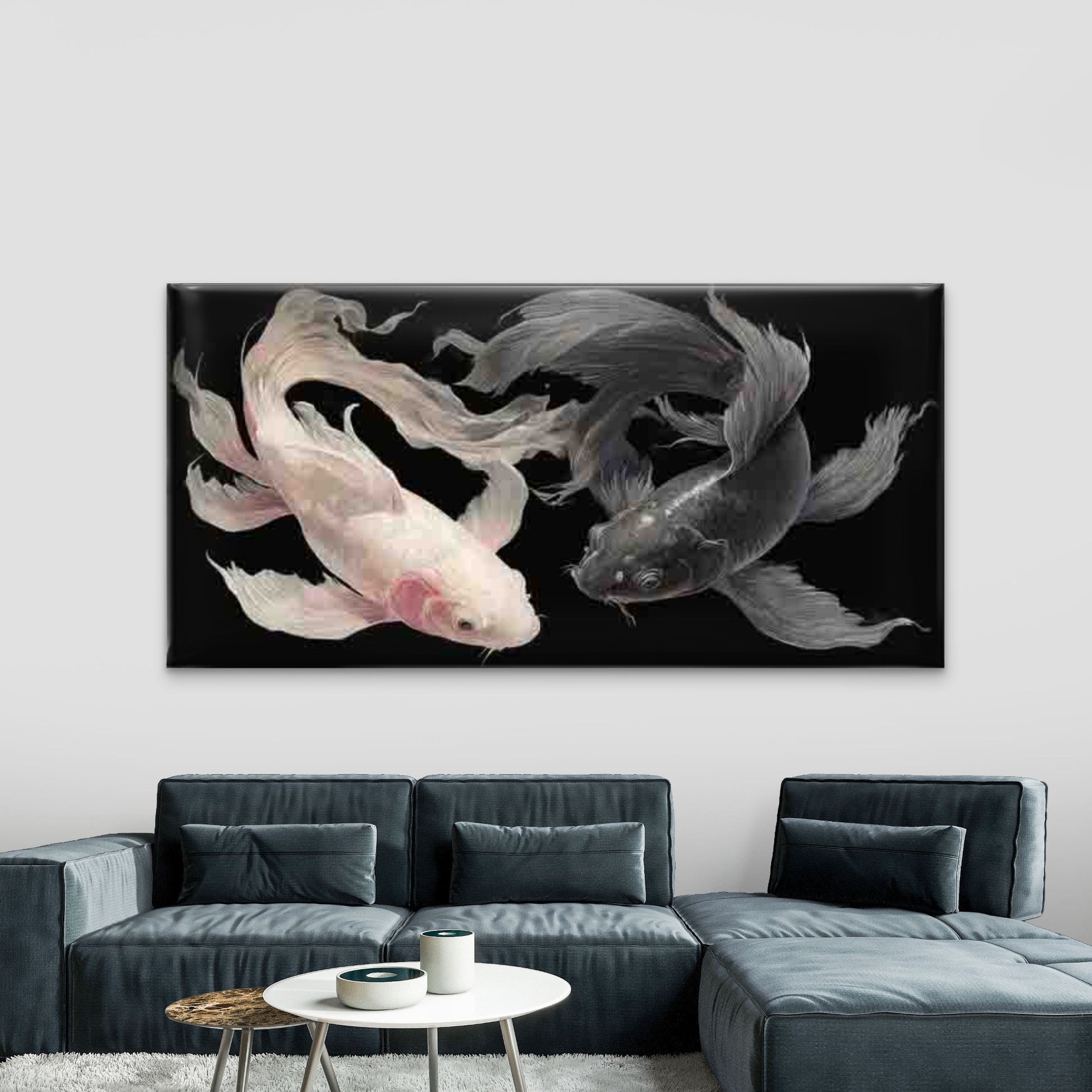 Koi Fish with Translucent Fin Wall Art Canvas Office Home Room Framed 120x60cm - Bella Home Decor
