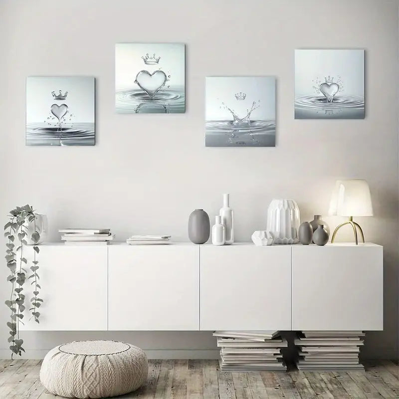 4pcs Decoration Drop Splash Wall Art Canvas Framed