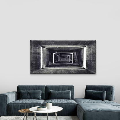 Depicting a Concrete Tunnel Wall Art Canvas Office Home Room Framed 120x60cm - Bella Home Decor