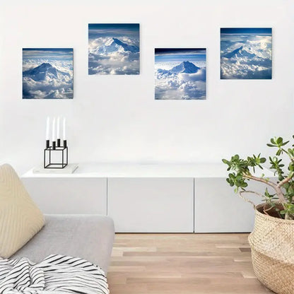 4pcs Abstract Himalayan Mountain Poster Wall Art Canvas Framed