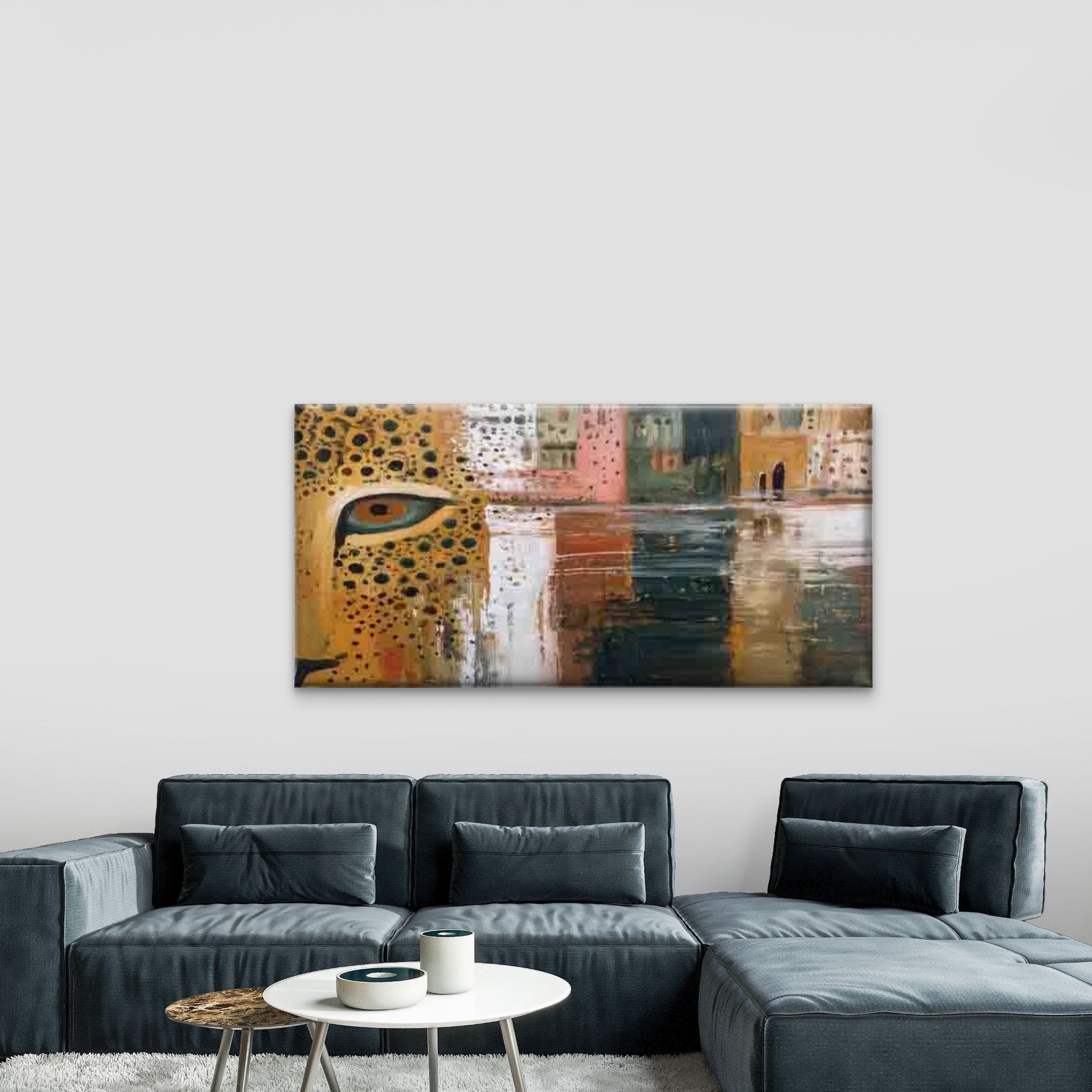 Abstract Leopard Eye Design Wall Art Canvas Office Home Room Framed 120x60cm - Bella Home Decor