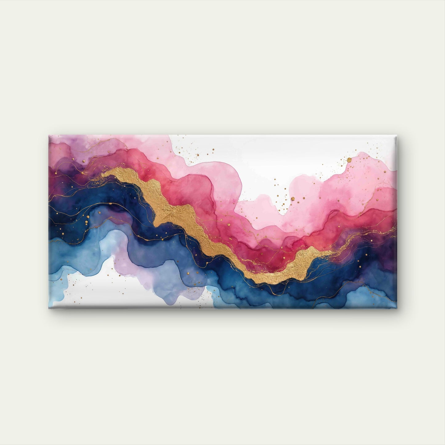 Gold Pink Blue Alcohol Ink Wall Art Canvas Office Home Room Framed 120x60cm - Bella Home Decor
