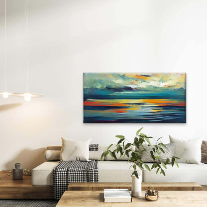 Modern Abstract Seascape Wall Art Canvas Office Home Room Framed 120x60cm - Bella Home Decor