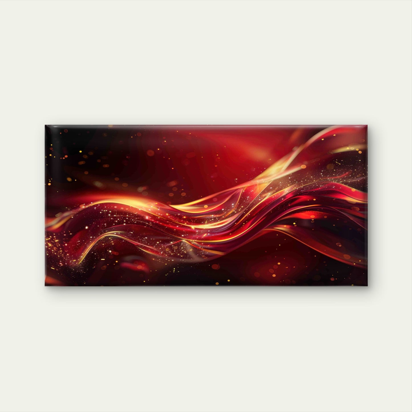 Abstract Gold Line Curve Red Wall Art Canvas Office Home Room Framed 120x60cm