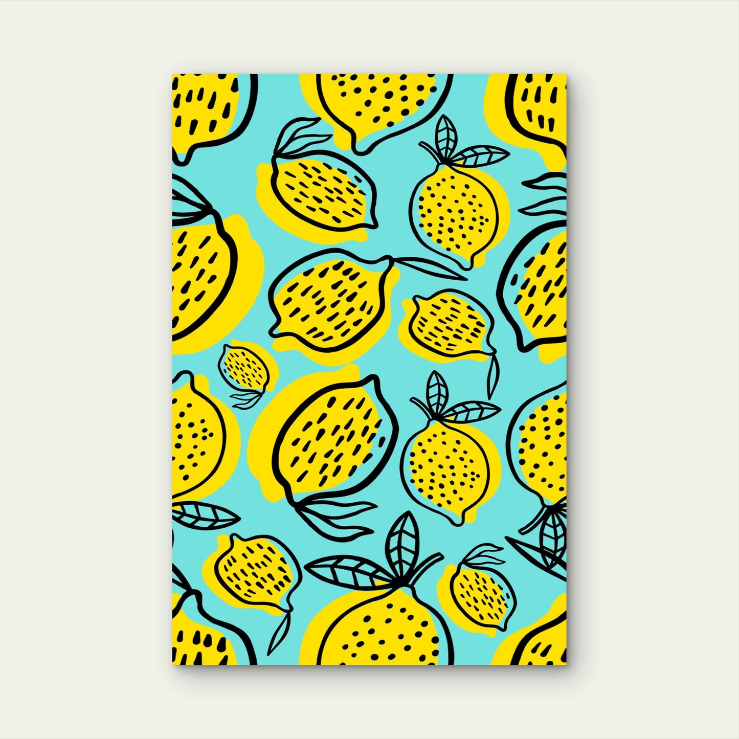 Lemon Pattern Background 60x90cm Metal Print Ready to Hang