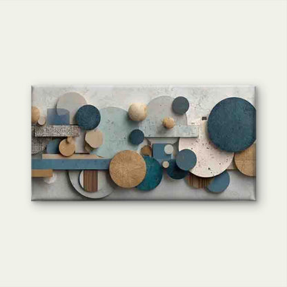 Featuring Blue And Golden Circl Wall Art Canvas Office Home Room Framed 120x60cm - Bella Home Decor