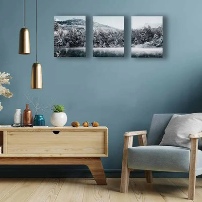 3pcs Snowy Arctic Mountain Range & Forest Landscap Metal Print Ready to Hang Art
