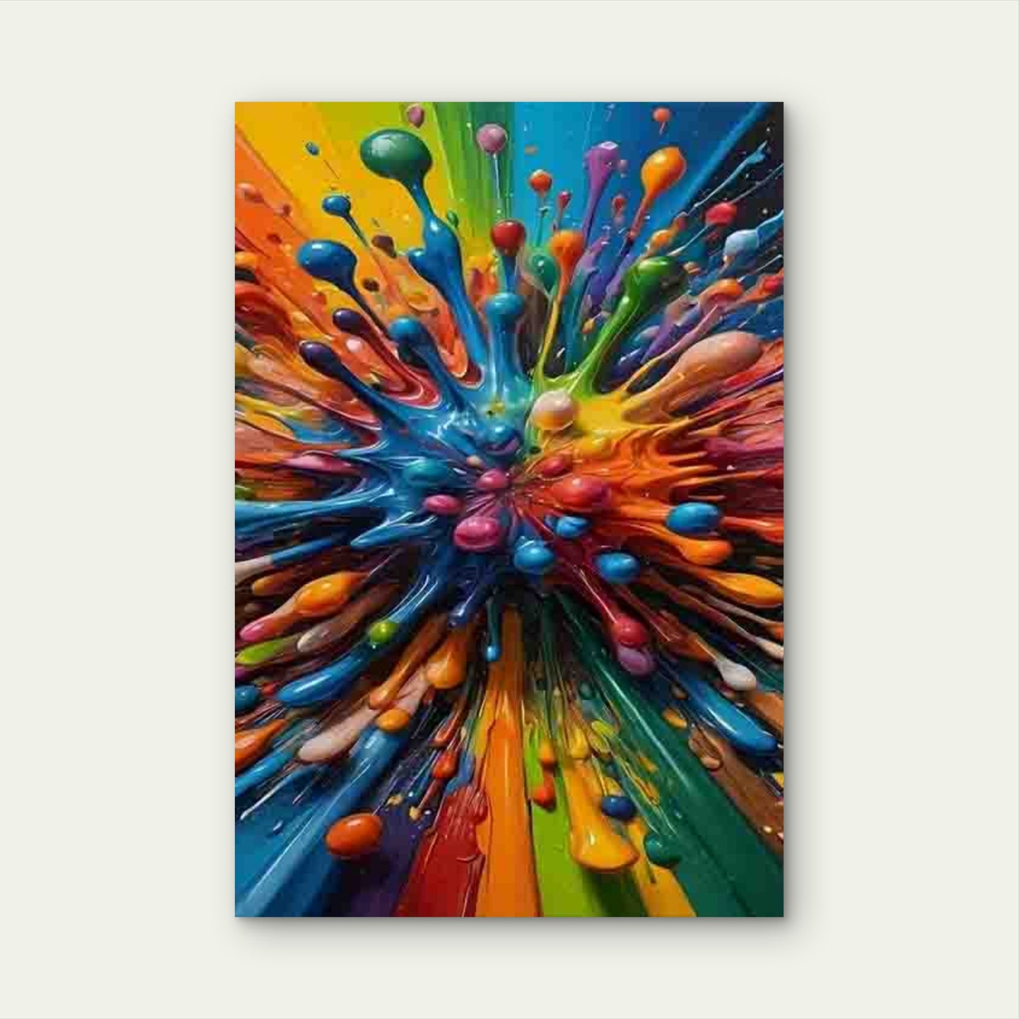 Colorful Paint Explosion 60x90cm Metal Print Ready to Hang