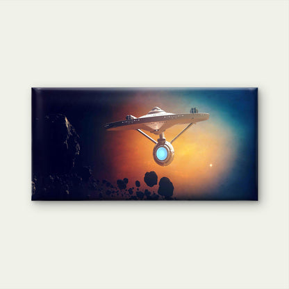 Retro Spaceship Nebula Wall Art Canvas Office Home Room Framed 120x60cm