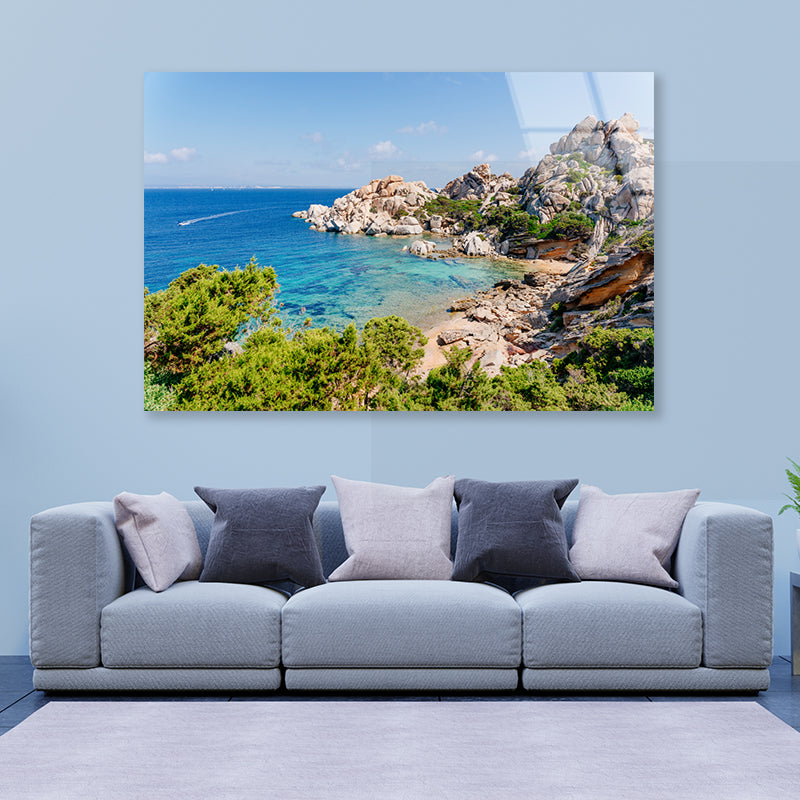Blue Sea and Mountains in Italy Acrylic Glass Print Tempered Glass Wall Art 100% Made in Australia Ready to Hang - Bella Home Decor