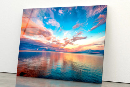 Stunning Tropical Oceanfront Sunset After a Stormy Day of Rain in Key Largo Acrylic Glass Print Tempered Glass Wall Art 100% Made in Australia Ready to Hang - Bella Home Decor