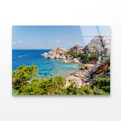 Blue Sea and Mountains in Italy Acrylic Glass Print Tempered Glass Wall Art 100% Made in Australia Ready to Hang - Bella Home Decor