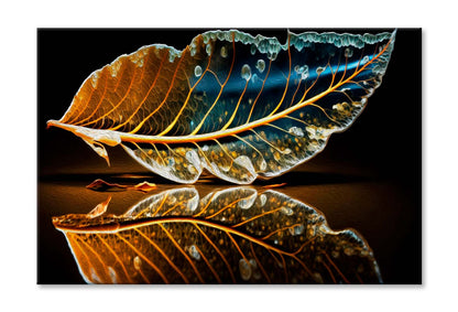 Skeletonized Transparent Leaf in Form of Curve Wall Art Limited Edition High Quality Print