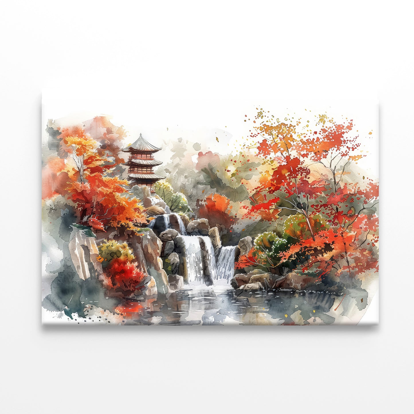 Waterfall Drawing With Trees Print 100% Australian Made - Bella Home Decor