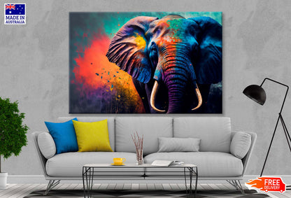 Elephant Face With Colorful Paint Wall Art Decor 100% Australian Made - Bella Home Decor