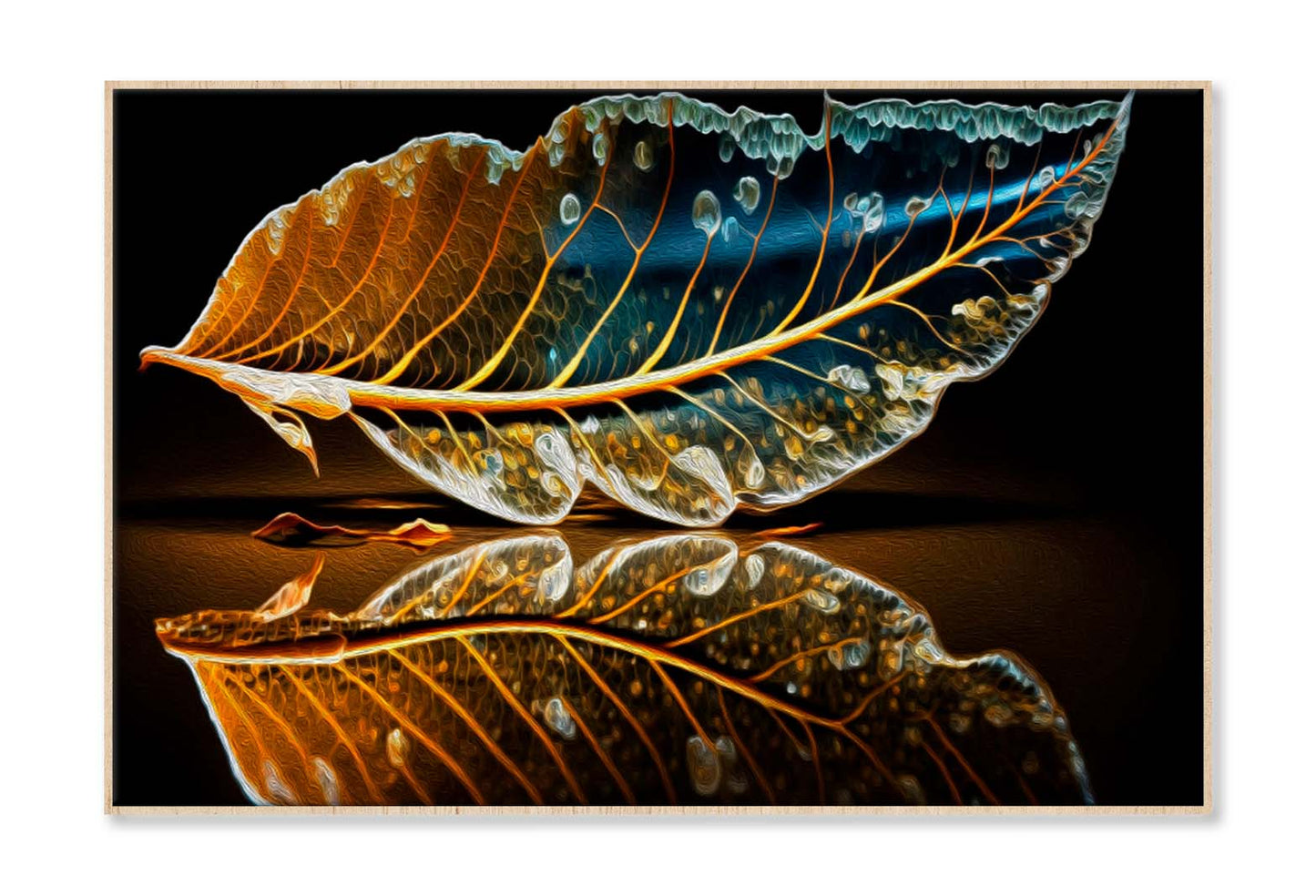 Skeletonized Transparent Leaf in Form of Curve Wall Art Limited Edition High Quality Print