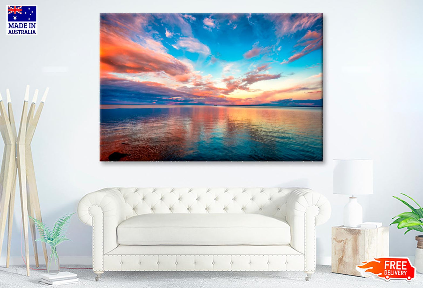 Stunning Tropical Oceanfront Sunset After a Stormy Day of Rain in Key Largo Wall Art Decor 100% Australian Made