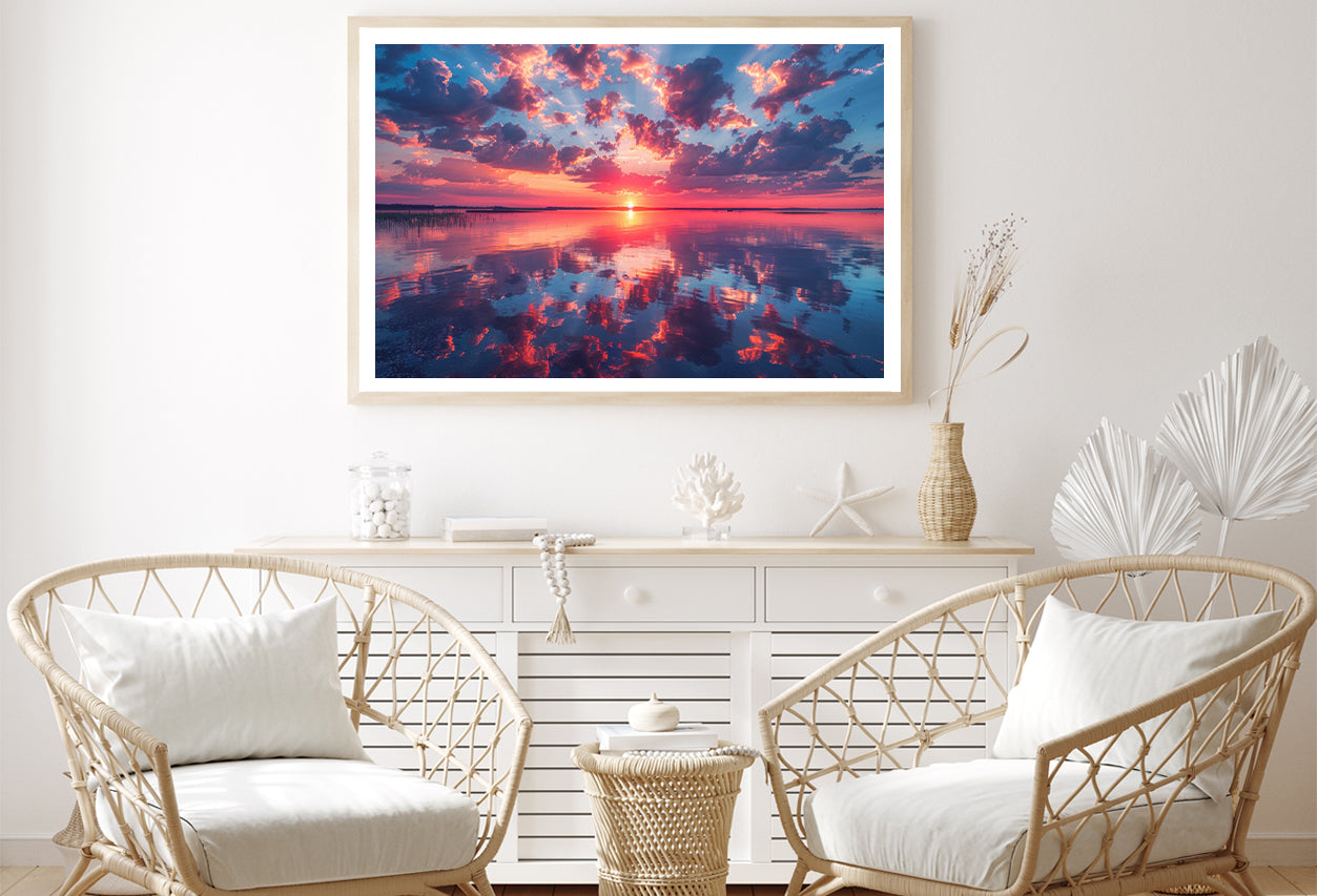 Stunning Sunset Reflecting On Lake Home Decor Premium Quality Poster Print Choose Your Sizes