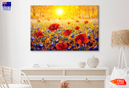 Beautiful Field Flowers Oil Painting Wall Art Limited Edition High Quality Print