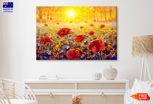 Beautiful Field Flowers Oil Painting Wall Art Limited Edition High Quality Print