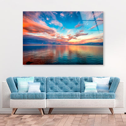 Stunning Tropical Oceanfront Sunset After a Stormy Day of Rain in Key Largo Acrylic Glass Print Tempered Glass Wall Art 100% Made in Australia Ready to Hang - Bella Home Decor