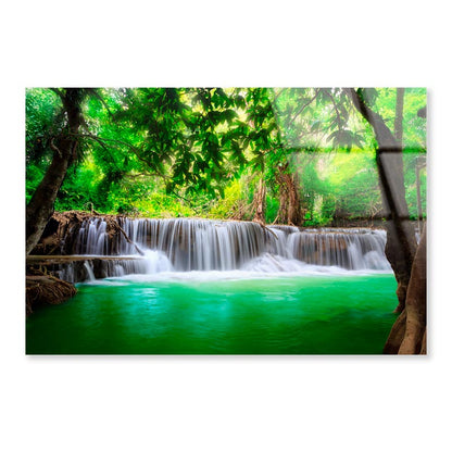 Thailand Waterfall In Kanjanaburi Acrylic Glass Print Tempered Glass Wall Art 100% Made in Australia Ready to Hang