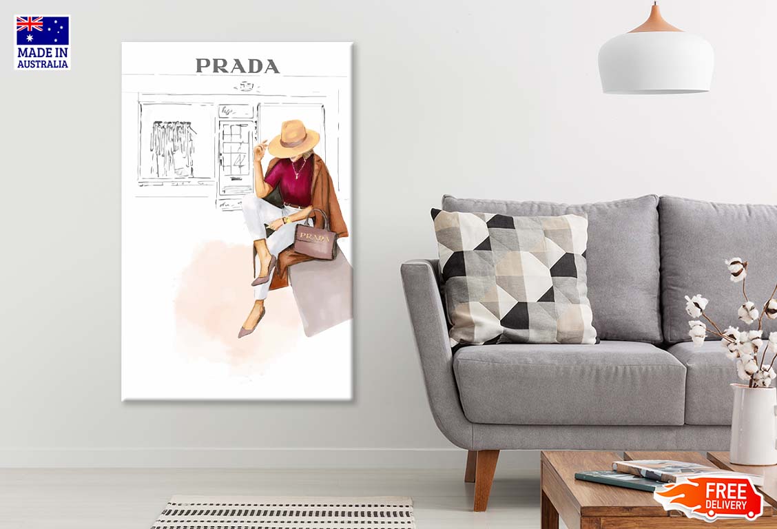 Stylish Girl with Hat Fashion Art Print 100% Australian Made